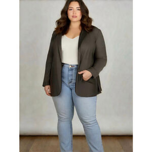 Rena Rowan Woman's Blazer Size 20W Brown Linen Blend Office Business Corpgore